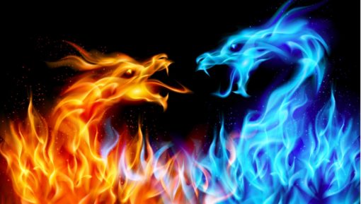 Blue and red fire Dragons – Depositphotos_6763344_xl-2015