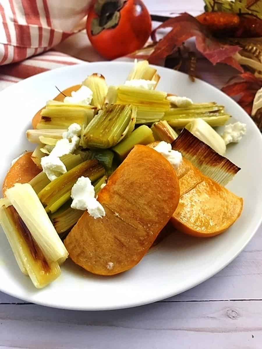 Photo of Roasted Leeks And Persimmons With Goat Cheese