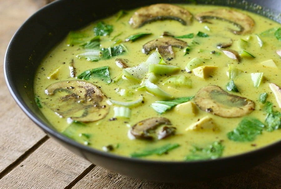 Photo of Thai Coconut Soup With Bok Choy And Mushrooms
