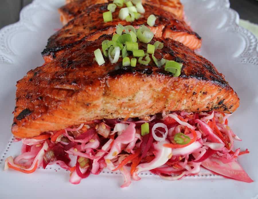 Photo of Ginger Soy Glazed Salmon With Asian Beet Slaw