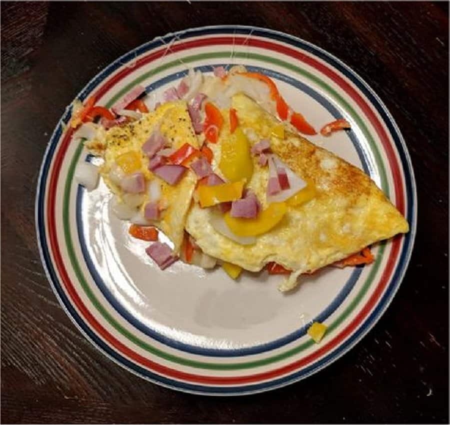 Photo of Ham Egg And Cheese Omelette With Green Peppers And Onions