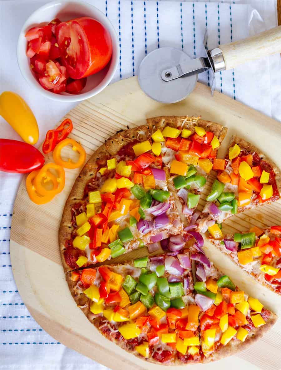 Photo of Rainbow Bell Peppers Pizza