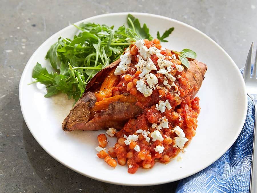 Photo of Sweet Potato With Homemade Beans And Feta