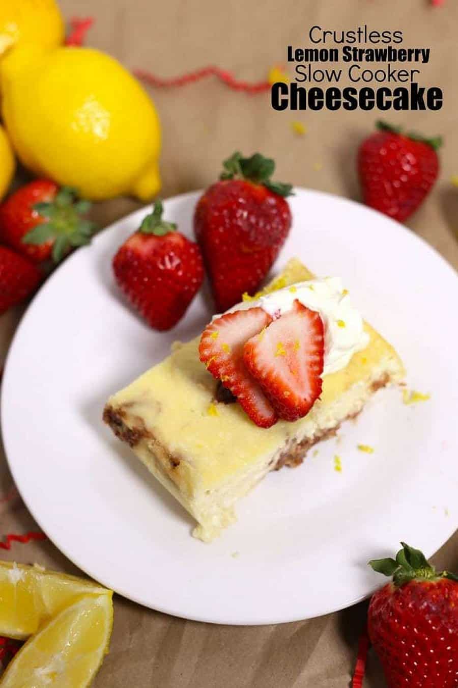 Photo of Crustless Lemon Strawberry Cheesecake