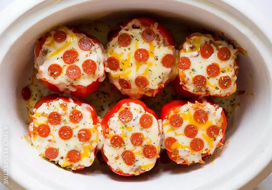 Photo of Pizza Slow Cooker Stuffed Peppers