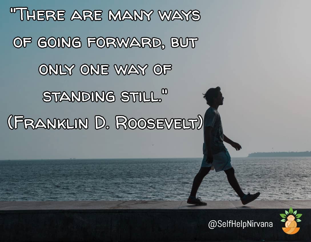 Illustrated quote abou progress by Franklin D Roosevelt