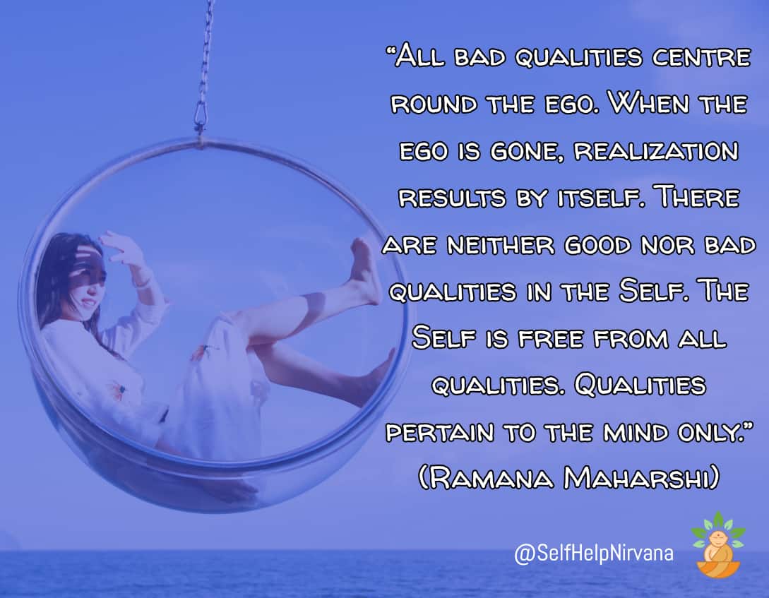 Illustrated quote about ego by Ramana Maharshi