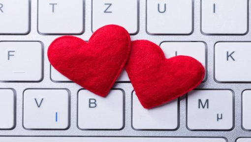 Two Red Hearts Shape On Keyboard