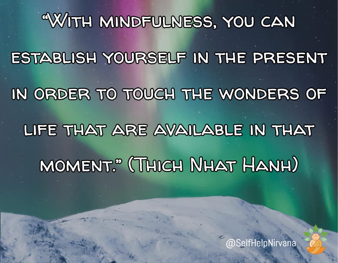 Illustrated quote about mindfulness by Thich Nhat Hanh