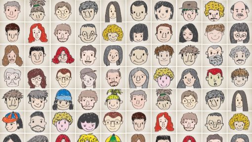 Set of various cartoon faces