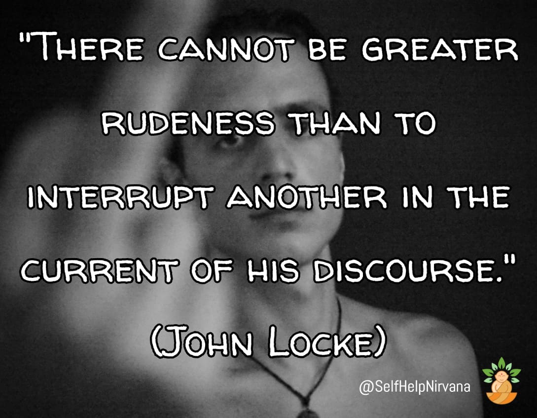 Illustrated quote by John Locke about interrupting