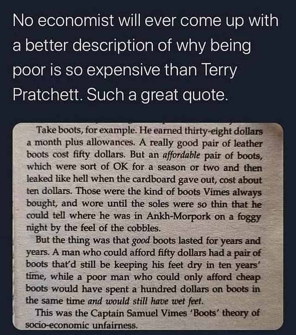 Quote about being poor by Terry Pratchett
