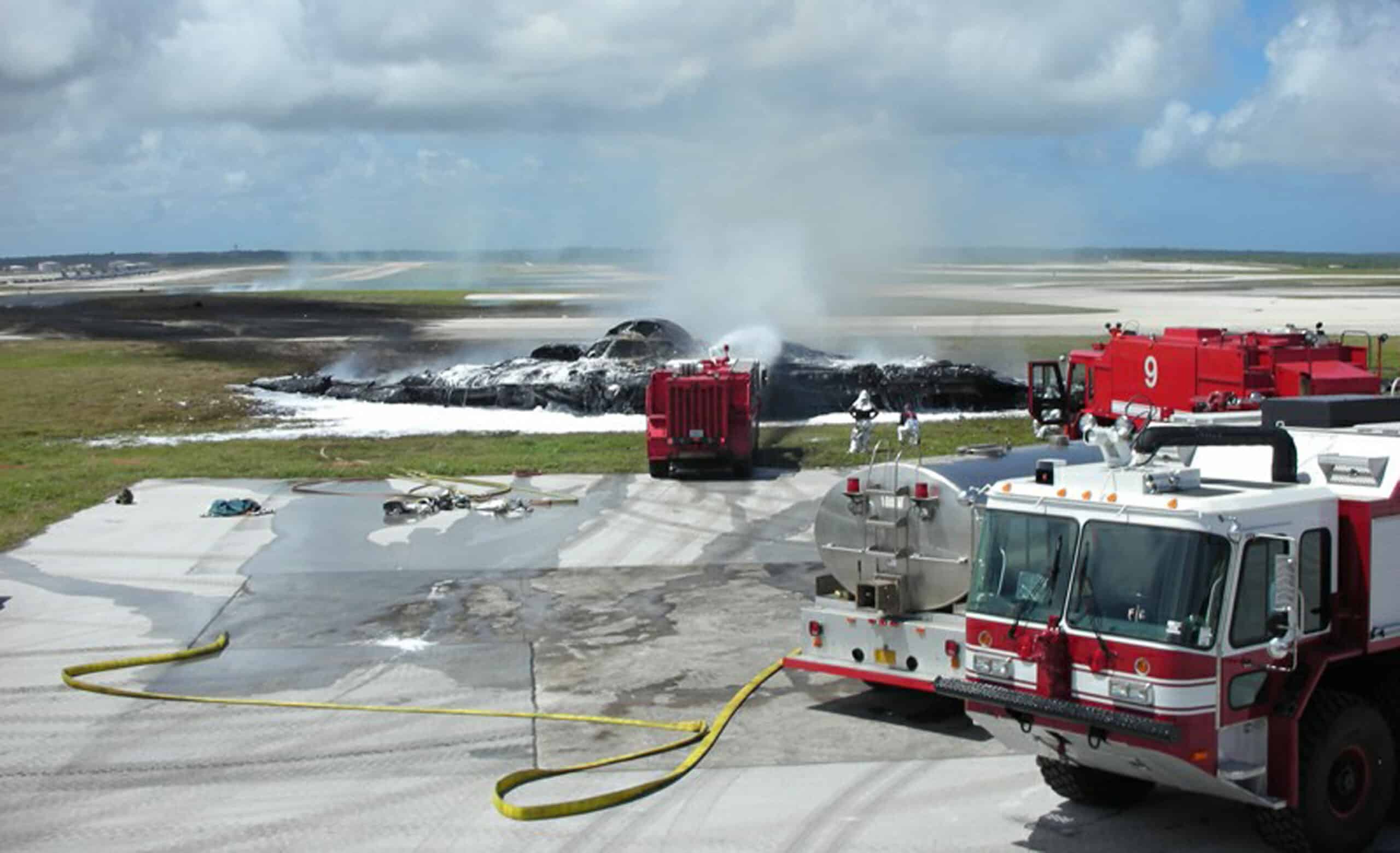 Photo of the Stealth bomber which crashed onto the runway at Guam in February, 2008